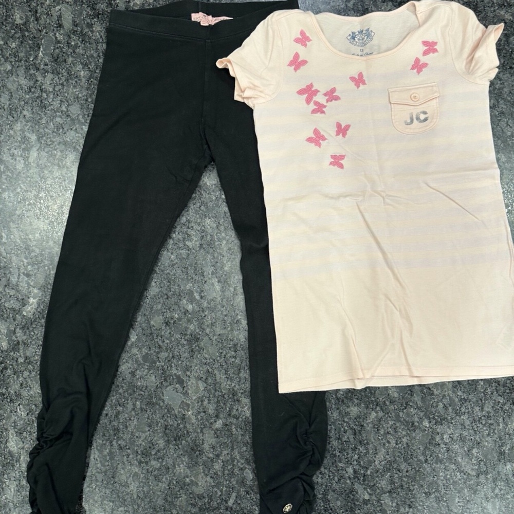 Girls Juicy Couture 2 Piece Set Tshirt Top with Leggings